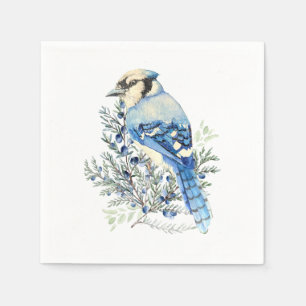 Serviette En Papier Geai bleu aquarelle Baies bleues Art de campagne