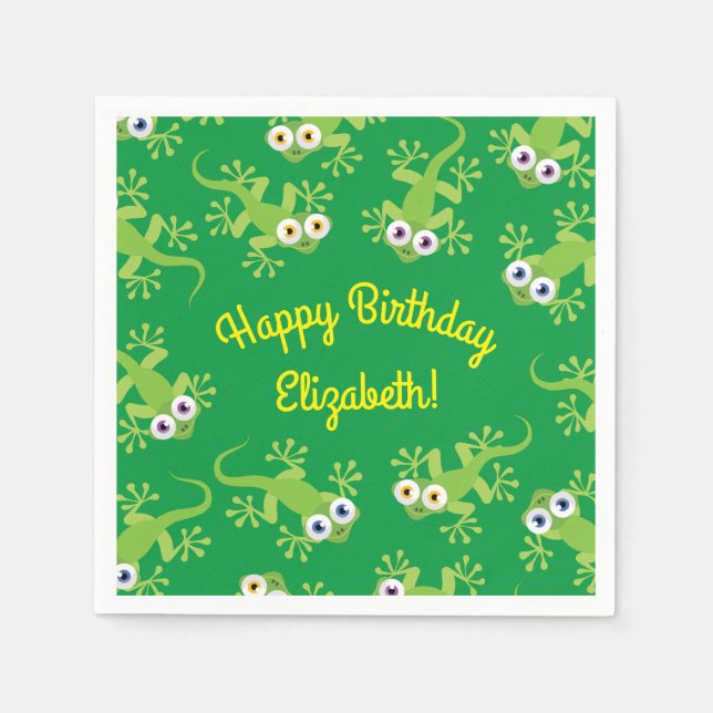 Serviette En Papier Gecko Lizards Anniversaire Fête Enfants mignons (Devant)