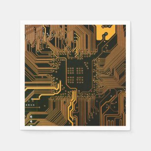 Serviette En Papier Geek Sortie carte circuit électronique orange PCB