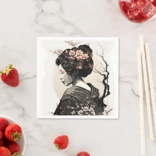 Serviette En Papier Geisha japonaise gracieuse - 