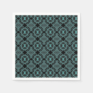 Serviette En Papier Gemmes tribales Papier Motif noir et Turquoise