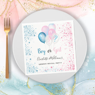Serviette En Papier Gender reveal party boy girl blue pink glitter