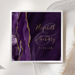 Serviette En Papier Géode d'agate lunatique mariage violet or