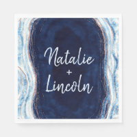 Géode de Noces Monogramme de Table en Agate Bleu S