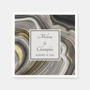 Serviette En Papier Géode moderne Gold & Grey Agate Geode Gemstone