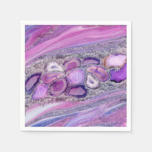 Serviette En Papier Geodes cristal Flow - violet et violet