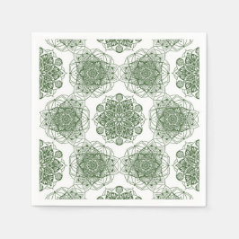 Serviette En Papier Géométrie du mandala vert