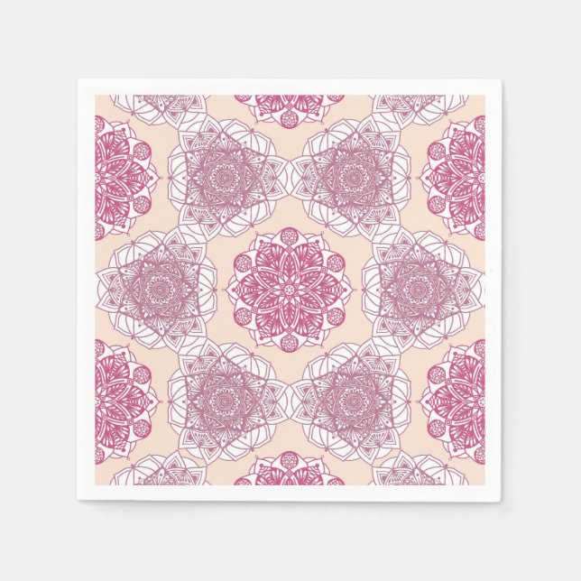 Serviette En Papier Géométrie mandala rose (Devant)