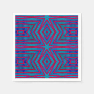 Serviette En Papier Géométrie rouge étoile et bleu