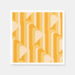 Serviette En Papier Géométrique rétro-jaune