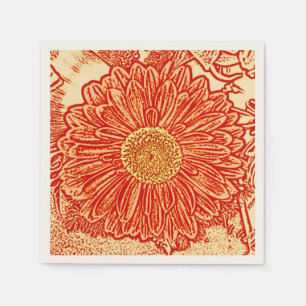 Serviette En Papier Gerbera Daisy Block Imprimer - safran orange