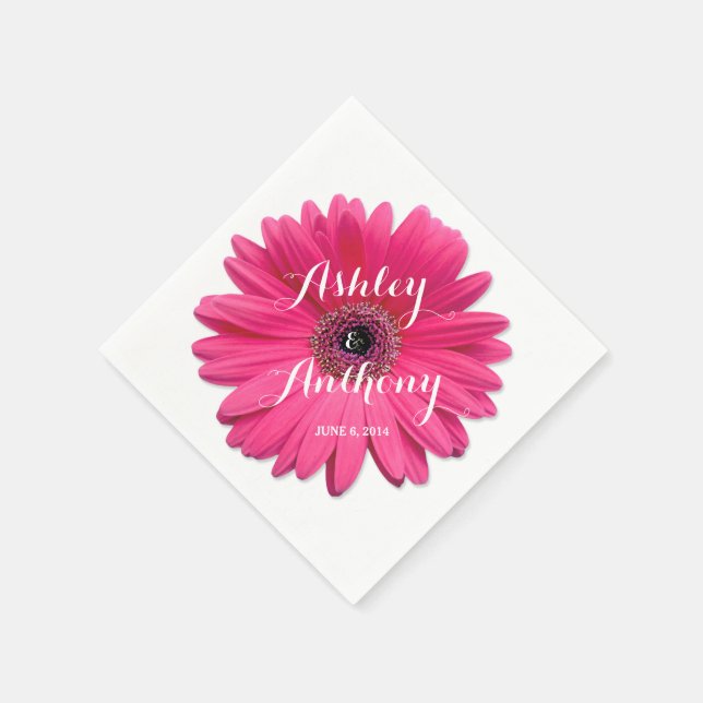 Serviette En Papier Gerbera rose Gerber Daisy Mariage personnalisé (Coin)