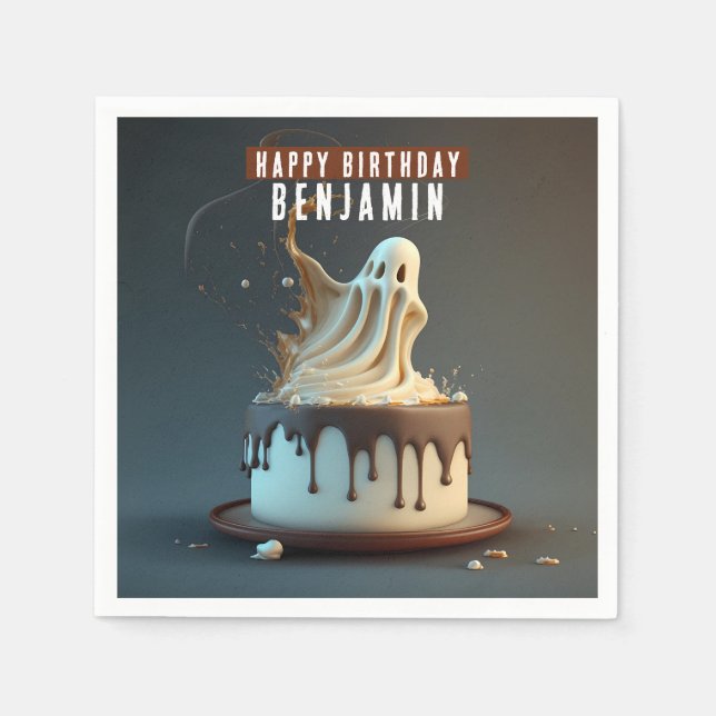 Serviette En Papier Ghost Dark and White Chocolate Gâteau d'anniversai (Devant)