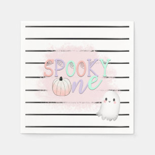 Serviette En Papier Ghost Éffrayant One Pastel Pink Halloween Annivers