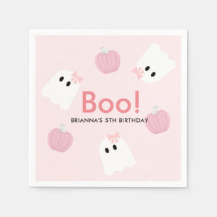 Serviette En Papier Ghost GIrl d'Halloween & Citrouille Cute Pink