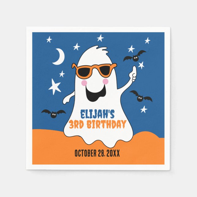 Serviette En Papier Ghost Halloween Cute Anniversaire de enfant (Devant)