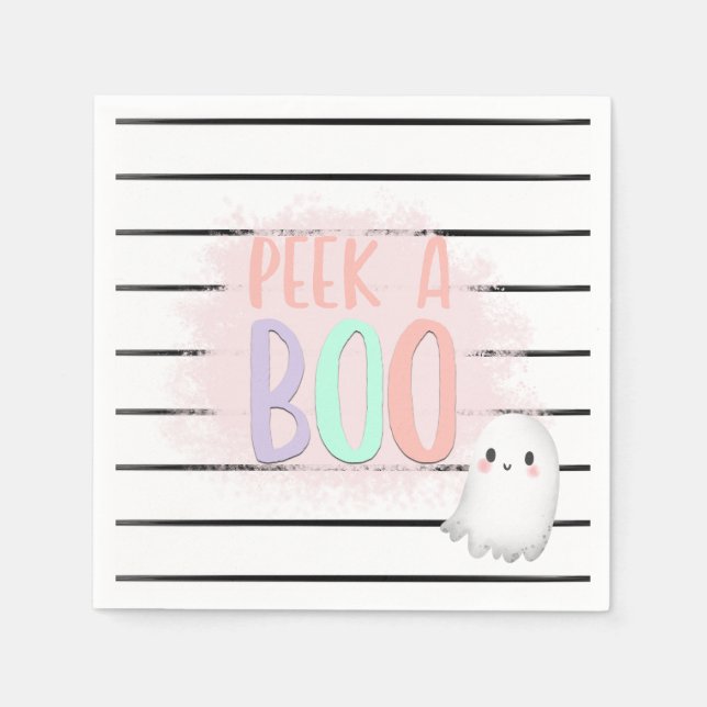Serviette En Papier Ghost Peek A Boo Pastel Pink Halloween Anniversair (Devant)