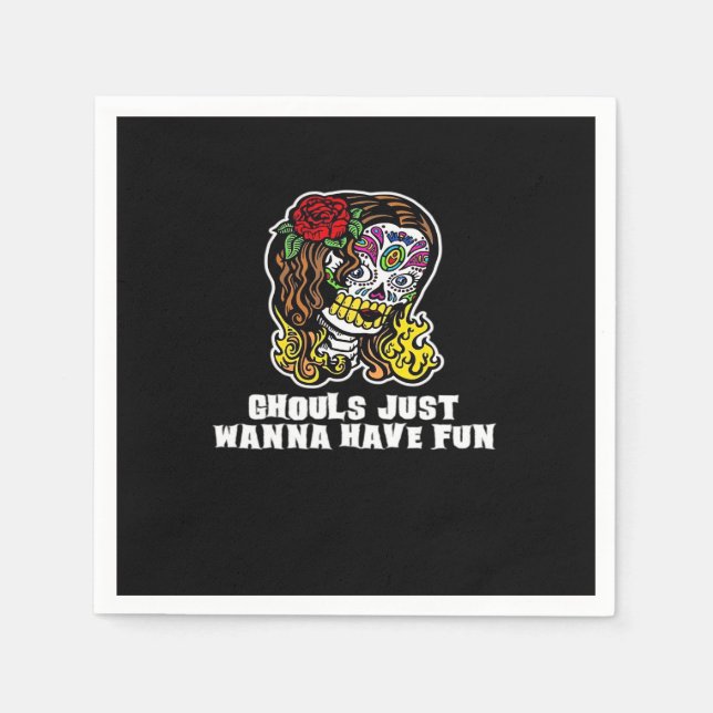 Serviette En Papier Ghouls veut juste s'amuser - Happy Halloween Sloga (Devant)