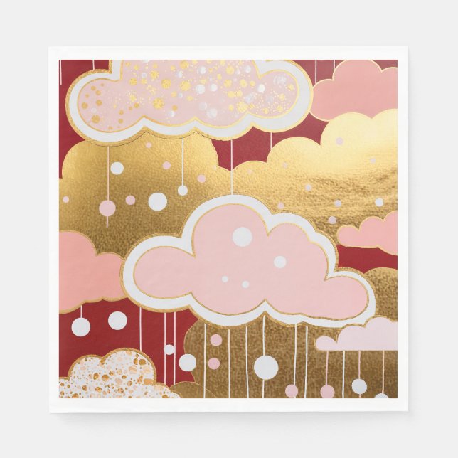 Serviette En Papier Gilded Crimson Rainfall (Devant)