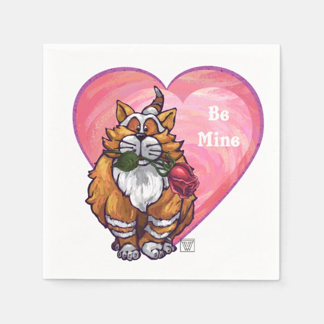 Serviette En Papier Ginger Cat Saint-Valentin (Devant)