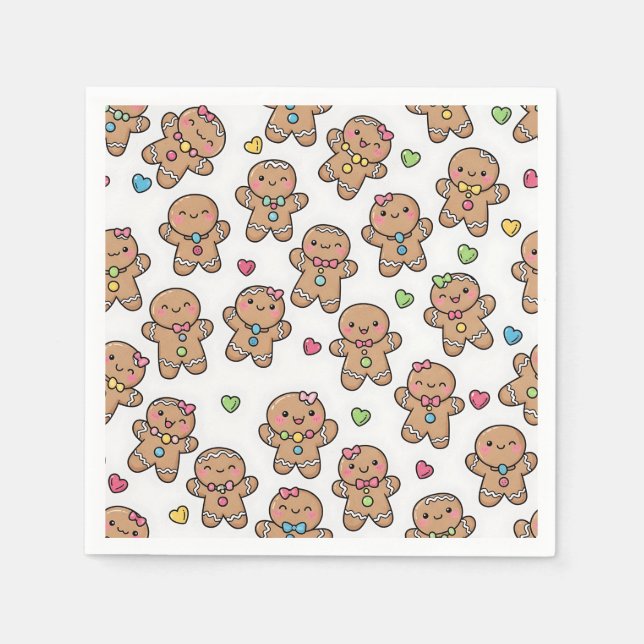 Serviette En Papier Gingerbread Men Christmas Napkins (Devant)