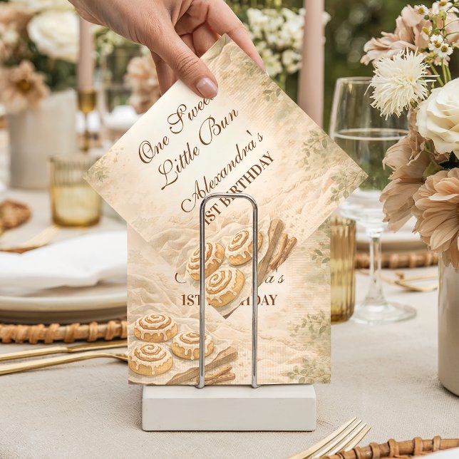 Serviette En Papier Gingham Cinnamon Bakery Little Bun 1st Birthday (Créateur téléchargé)