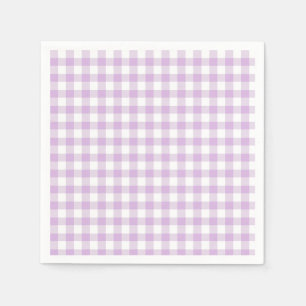 Serviette En Papier Gingham Classique Mauve Clair