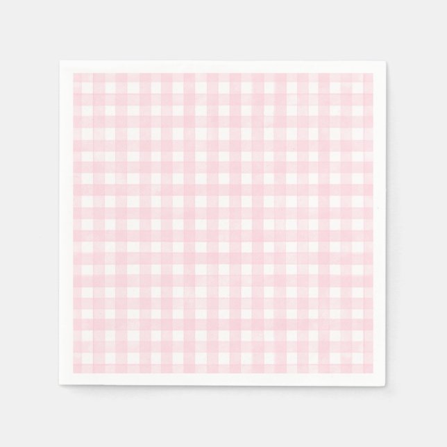 Serviette En Papier Gingham Classique Rose (Devant)