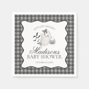 Serviette En Papier Gingham noir Little Boo Fantôme Baby Shower Desser