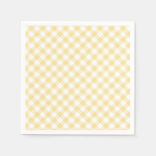 Serviette En Papier Gingham Rétro Jaune Canari