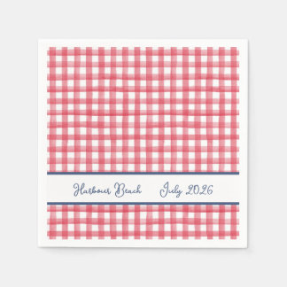 Serviette En Papier Gingham Rouge d'Été, Carreaux du 4 Juillet
