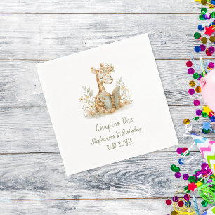 Serviette En Papier Girafe avec Livre Chapitre Un 1er anniversaire fêt