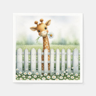 Serviette En Papier Girafe Bébé Avec Marguerite