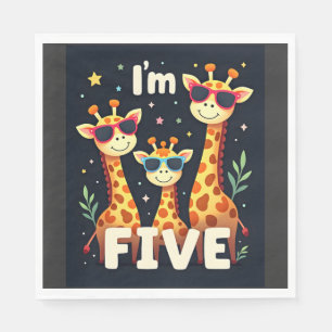Serviette En Papier Girafe Cool 5ème Fête d'anniversaire 5 ans Tout-pe
