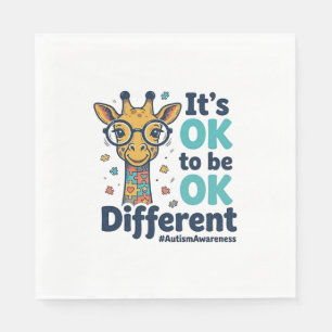 Serviette En Papier Girafe de sensibilisation à l'autisme C'est OK d'ê