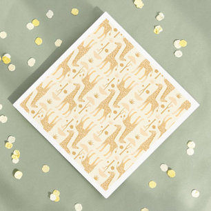Serviette En Papier Girafe Jaune Neutre Safari Fête Sauvage