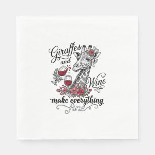 Serviette En Papier Girafes Et Vin Gravure Vintage Design De T-Shirt_1