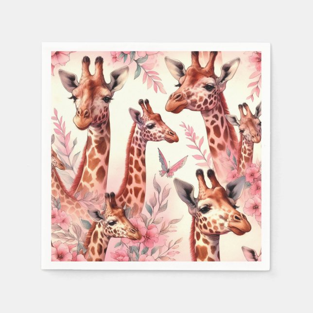 Serviette En Papier Giraffe à l'aquarelle (Devant)