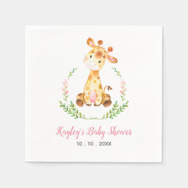 Serviette En Papier Giraffe Baby shower Napkin (Girl Safari Animal)