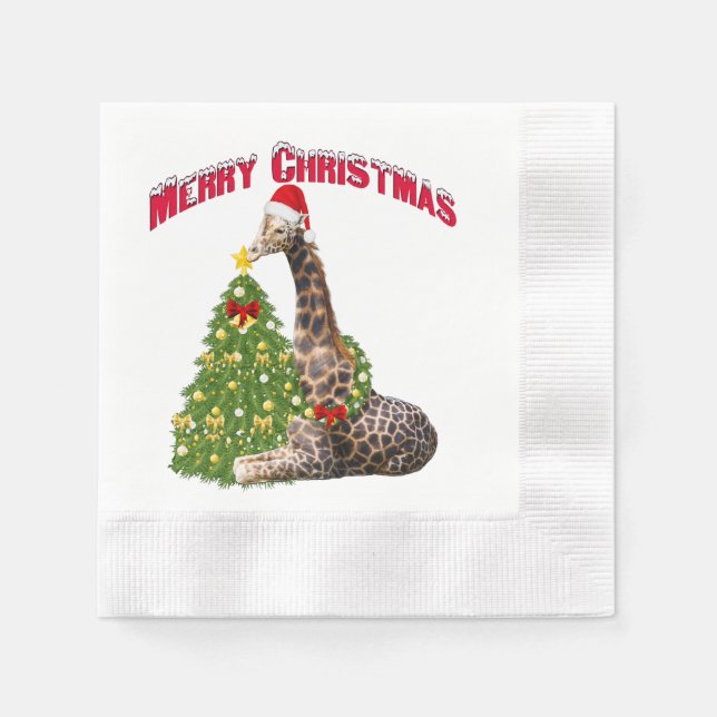 Serviette En Papier Giraffe de Noël (Devant)