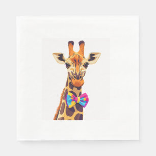 Serviette En Papier Giraffe Drôle Avec Humour Animal Bowtie