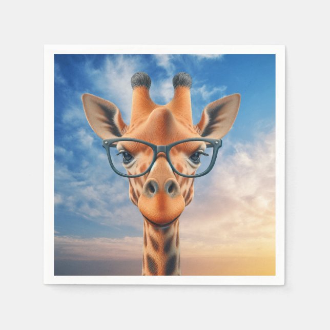 Serviette En Papier Giraffe portant des lunettes (Devant)