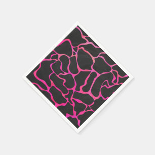 Serviette En Papier Giraffe rose chaude et noire