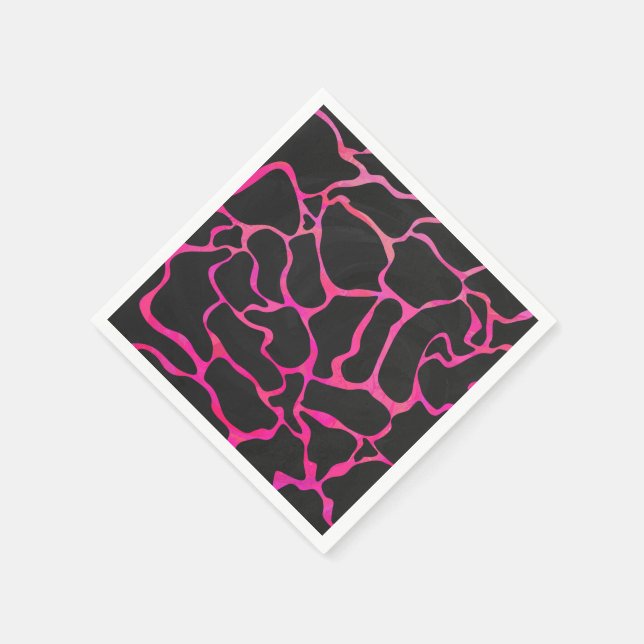 Serviette En Papier Giraffe rose chaude et noire (Coin)