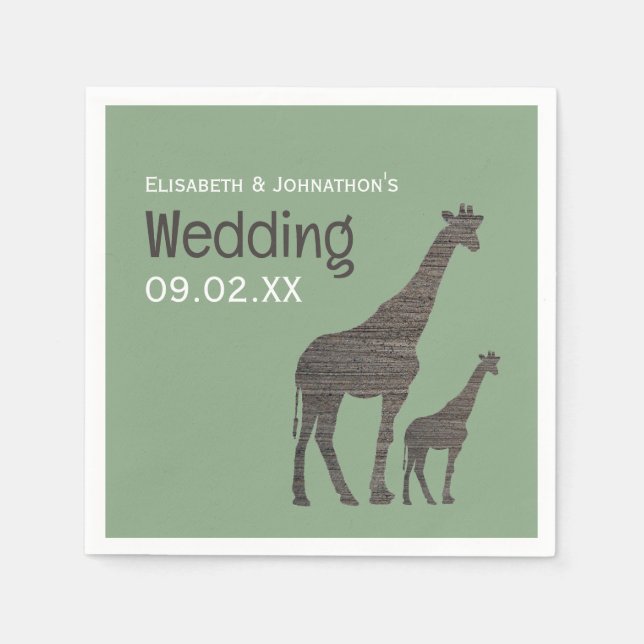 Serviette En Papier Giraffe Safari d'argile, Mariage rustique (Devant)