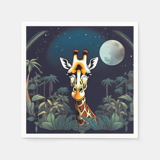 Serviette En Papier Giraffe souriante | (Devant)