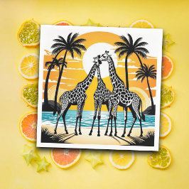 Serviette En Papier Giraffes sur la plage