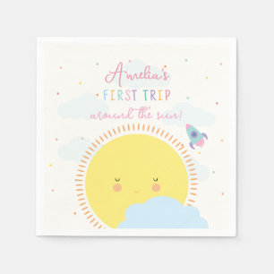 Serviette En Papier Girl Cute 1st Trip Autour Du Soleil Anniversaire D