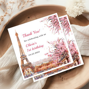 Serviette En Papier Girl Eiffel Tower Paris 1er anniversaire