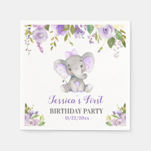 Serviette En Papier Girl Elephant 1er 2e fête d'anniversaire Little Pe